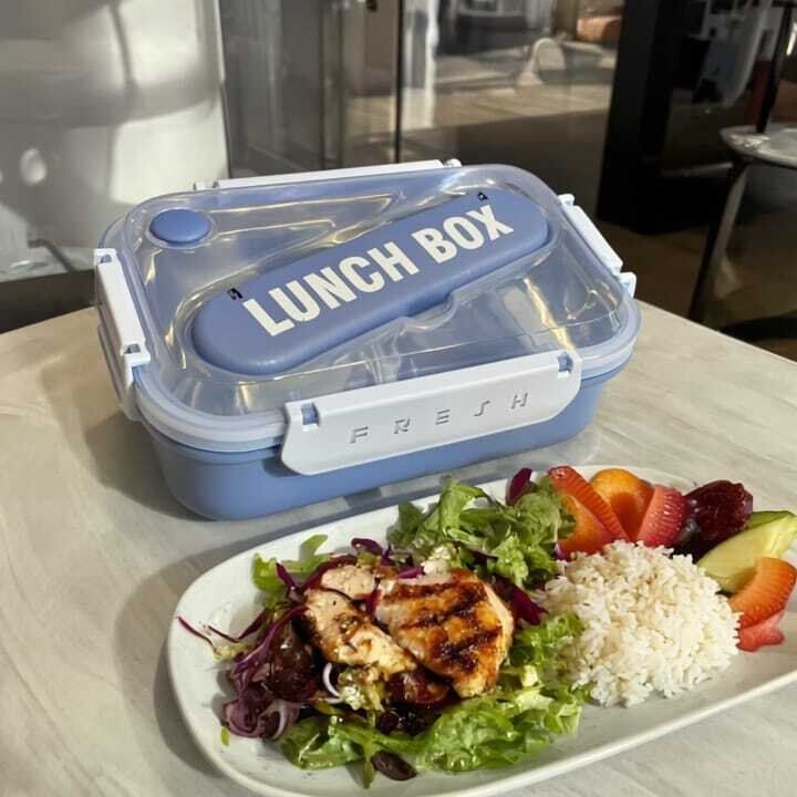 Lunch Box Isotherme avec 2 Compartiments + Cuillère plastique alimentaire - 24cm/17cm
