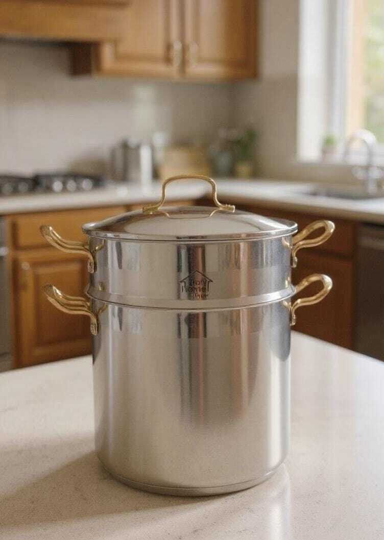 Couscoussier Inoxydable Avec Poignées Dorées – Design Italien Pour Cuisson Vapeur Et Couscous 12l