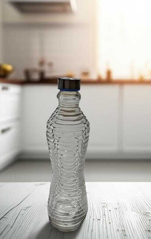 Bouteille En Verre Incurvée Avec Bouchon Inox – 1l