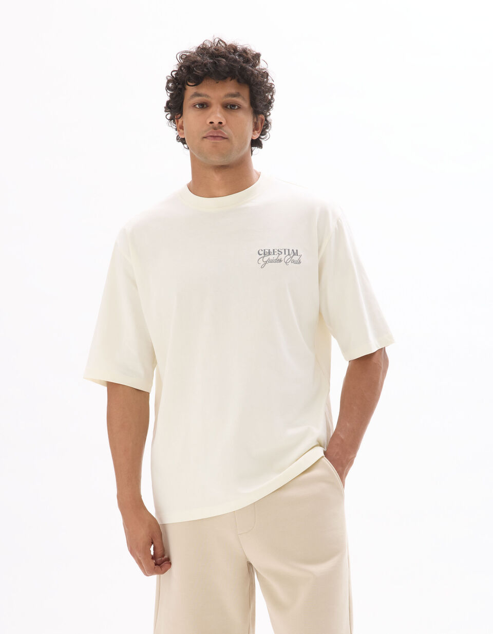 T-shirt Oversize Col Rond 100% Coton Imprimé Astro thumbnail 3