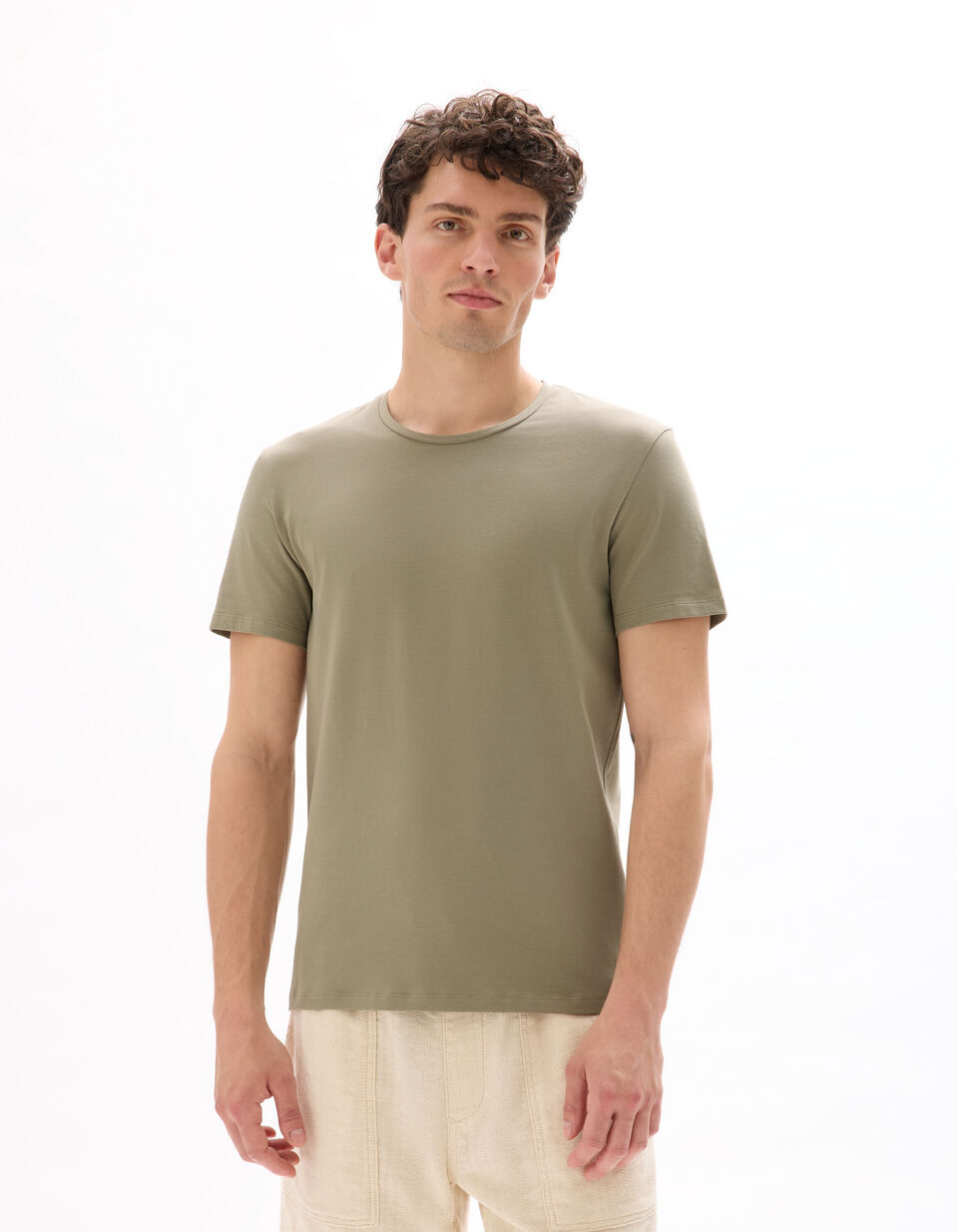 T-Shirt Slim Col Rond en Coton Stretch thumbnail 2
