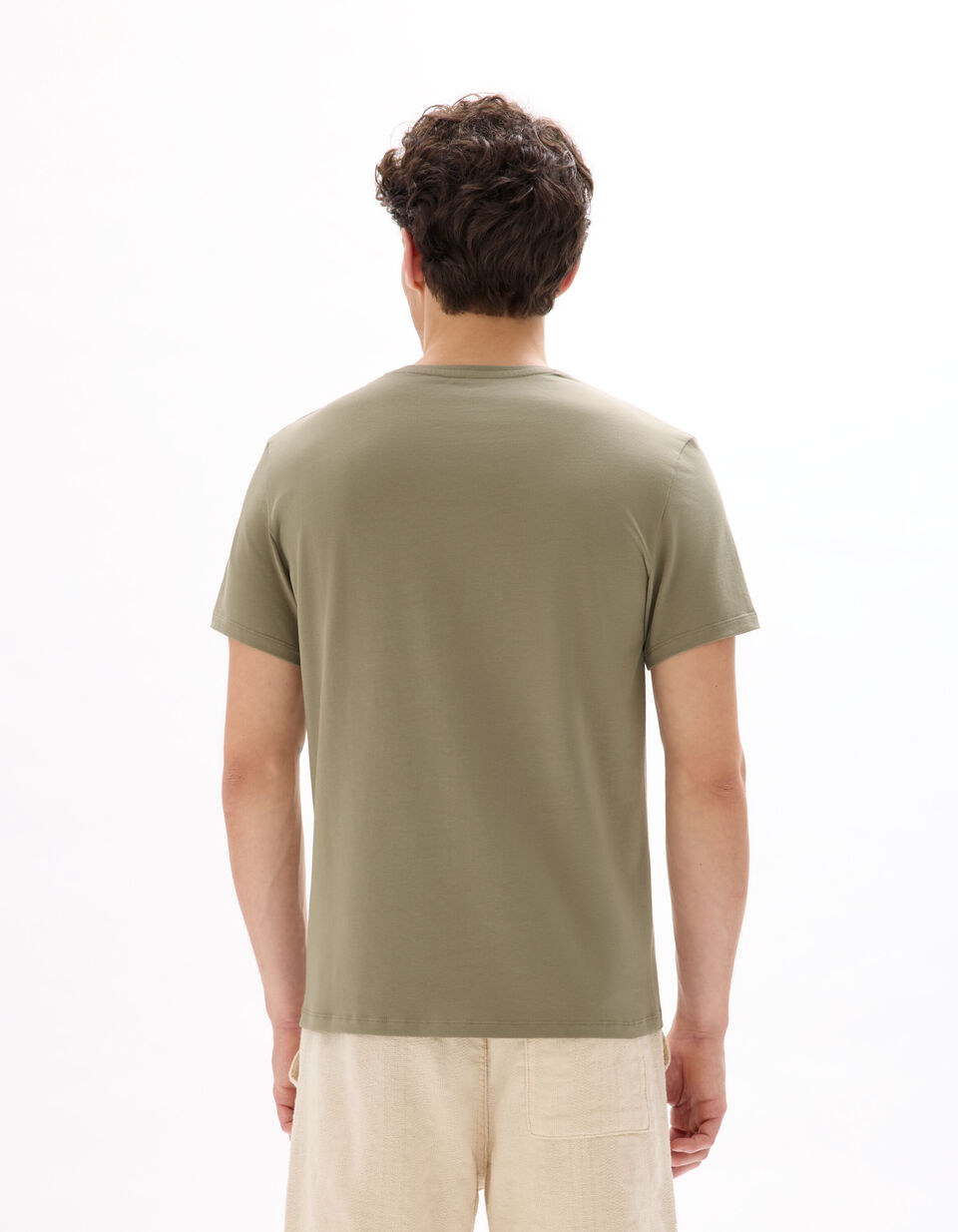 T-Shirt Slim Col Rond en Coton Stretch thumbnail 3
