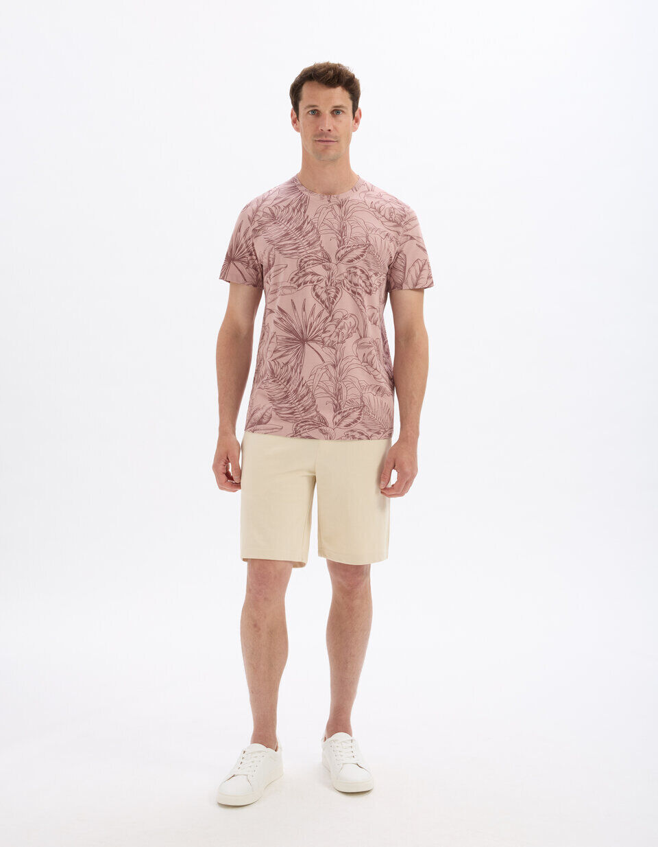 T-shirt regular col rond 100% coton fleuri