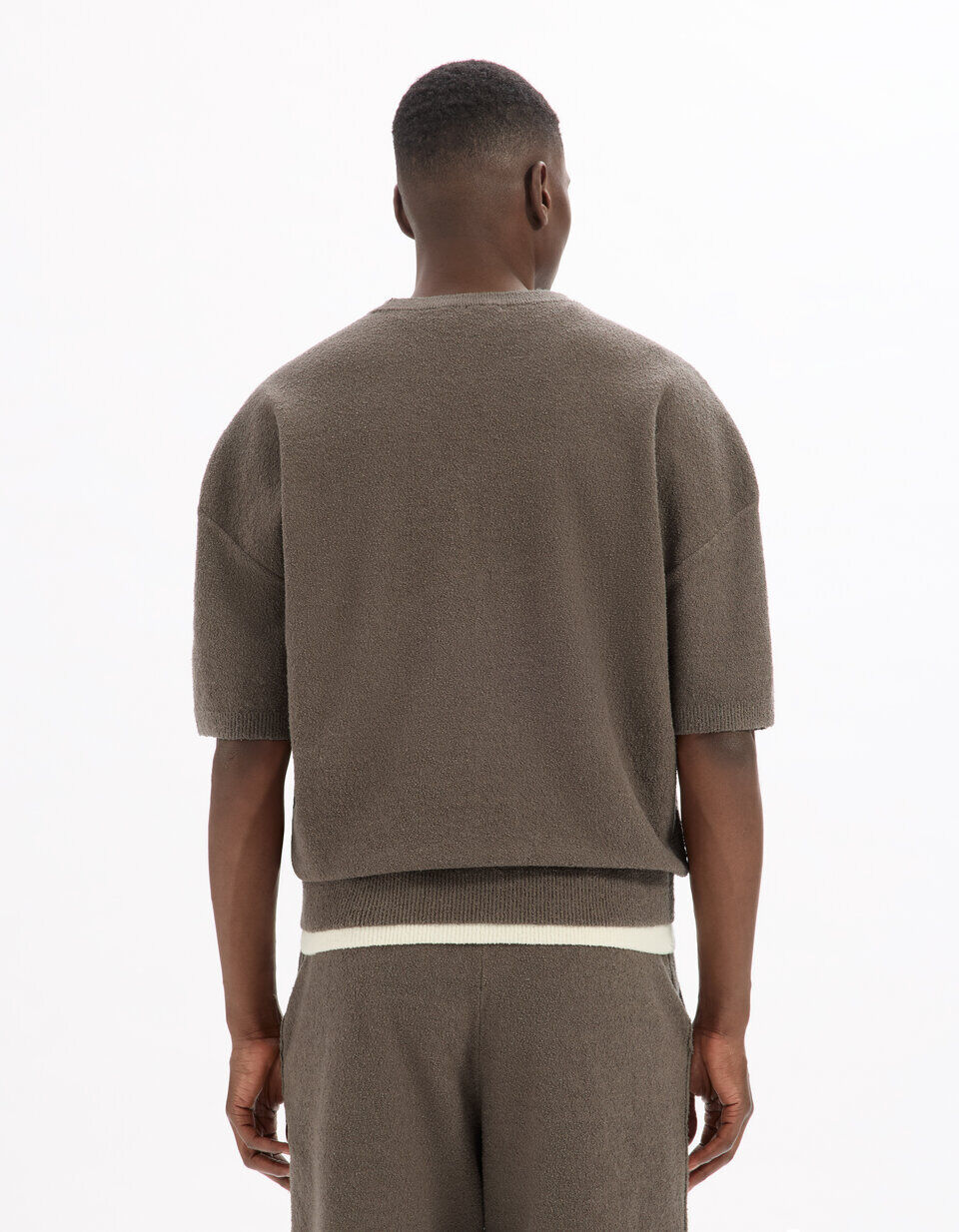 T-shirt Boxy Col Rond en Maille Bouclée thumbnail 4