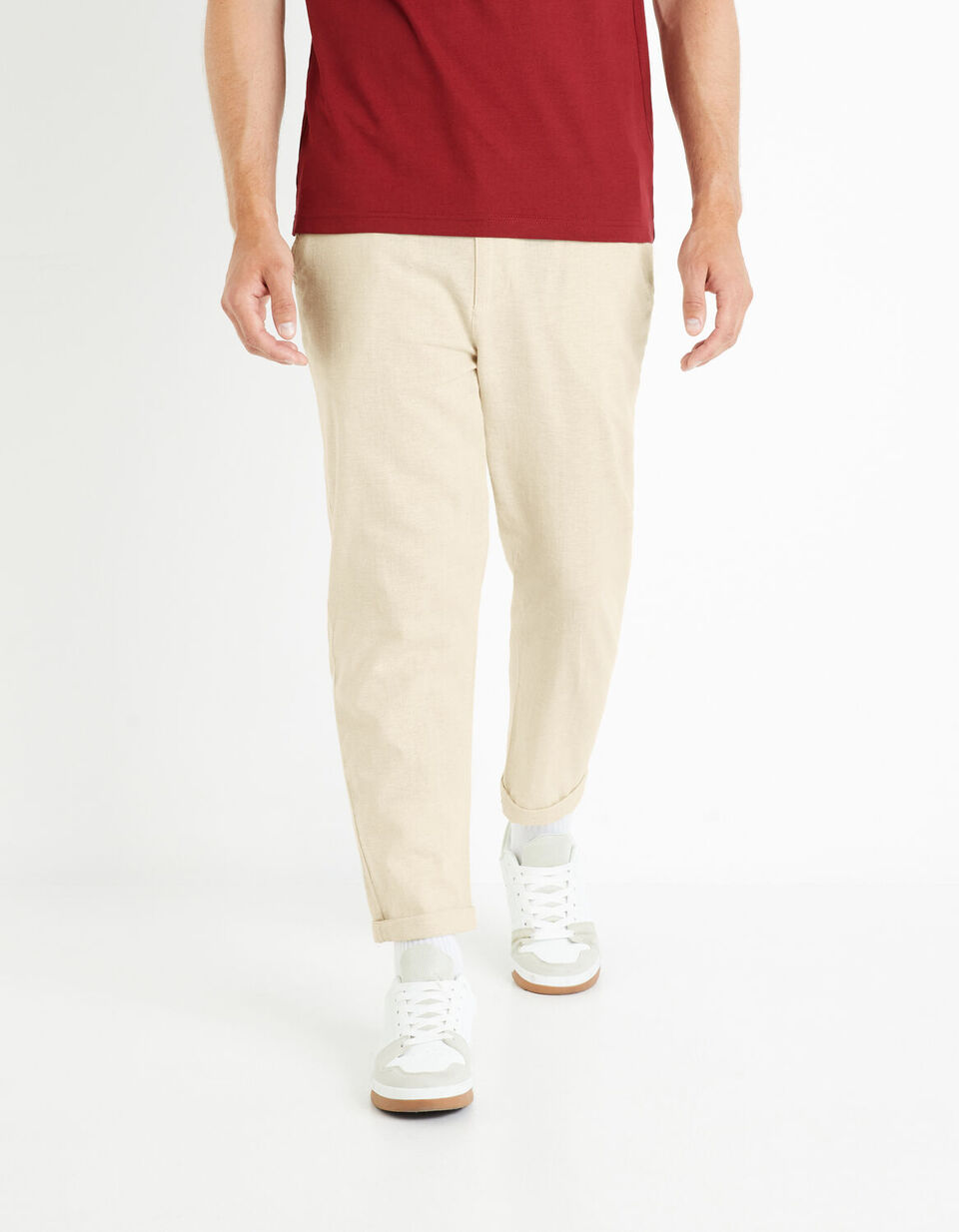 Pantalon straight en lin coton thumbnail 1