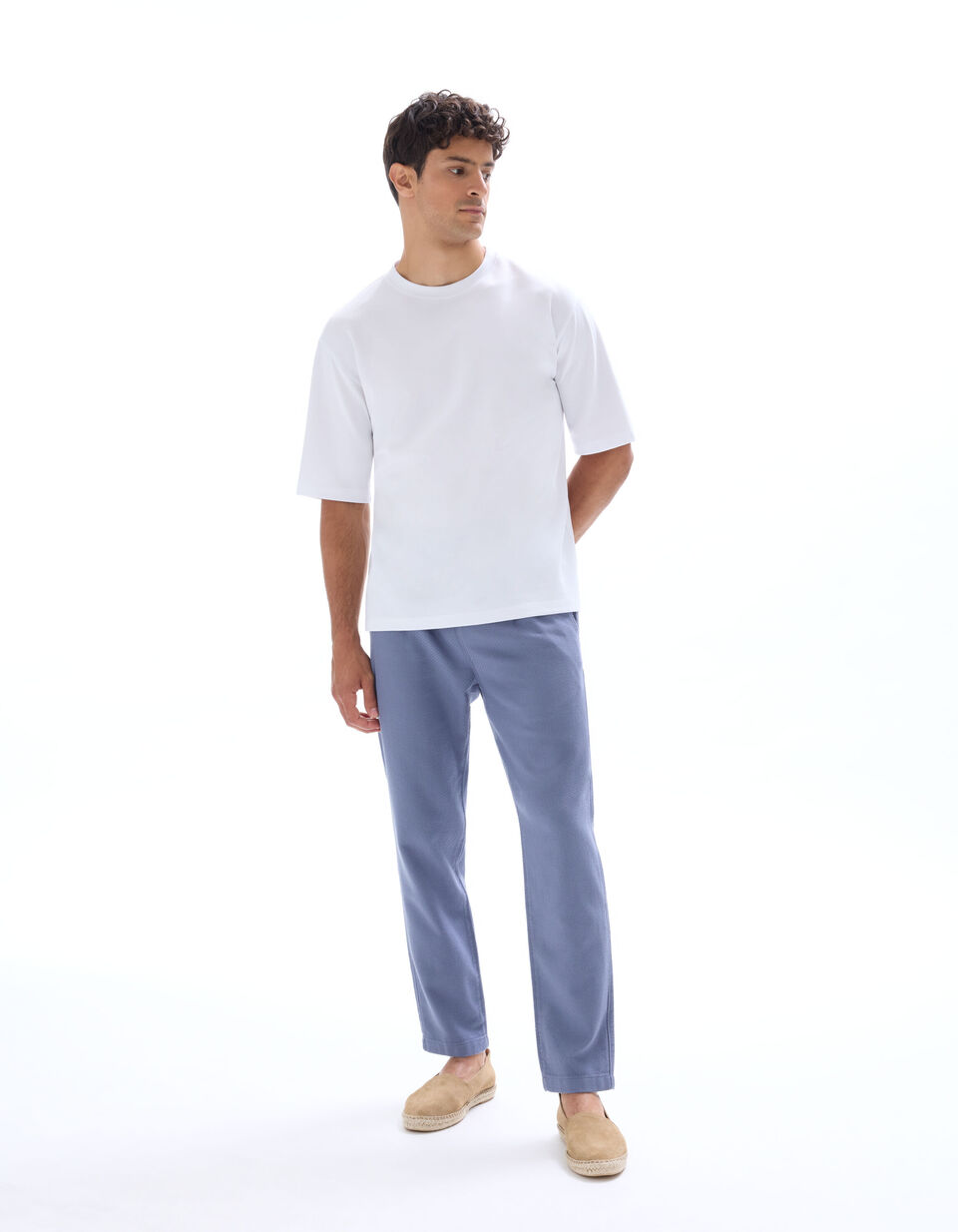Pantalon Straight Texturé Canvas 100% Coton