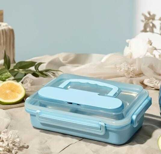 Lunch Box Isotherme avec 4 Compartiments + Cuillère et Fourchette en Inox -20/28CM thumbnail 1