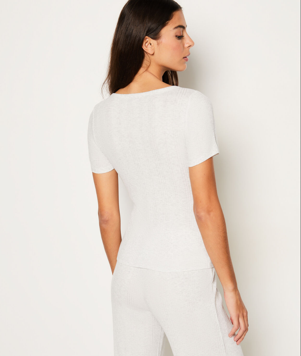 T-shirt Manches Courtes Côtelé En Coton thumbnail 4