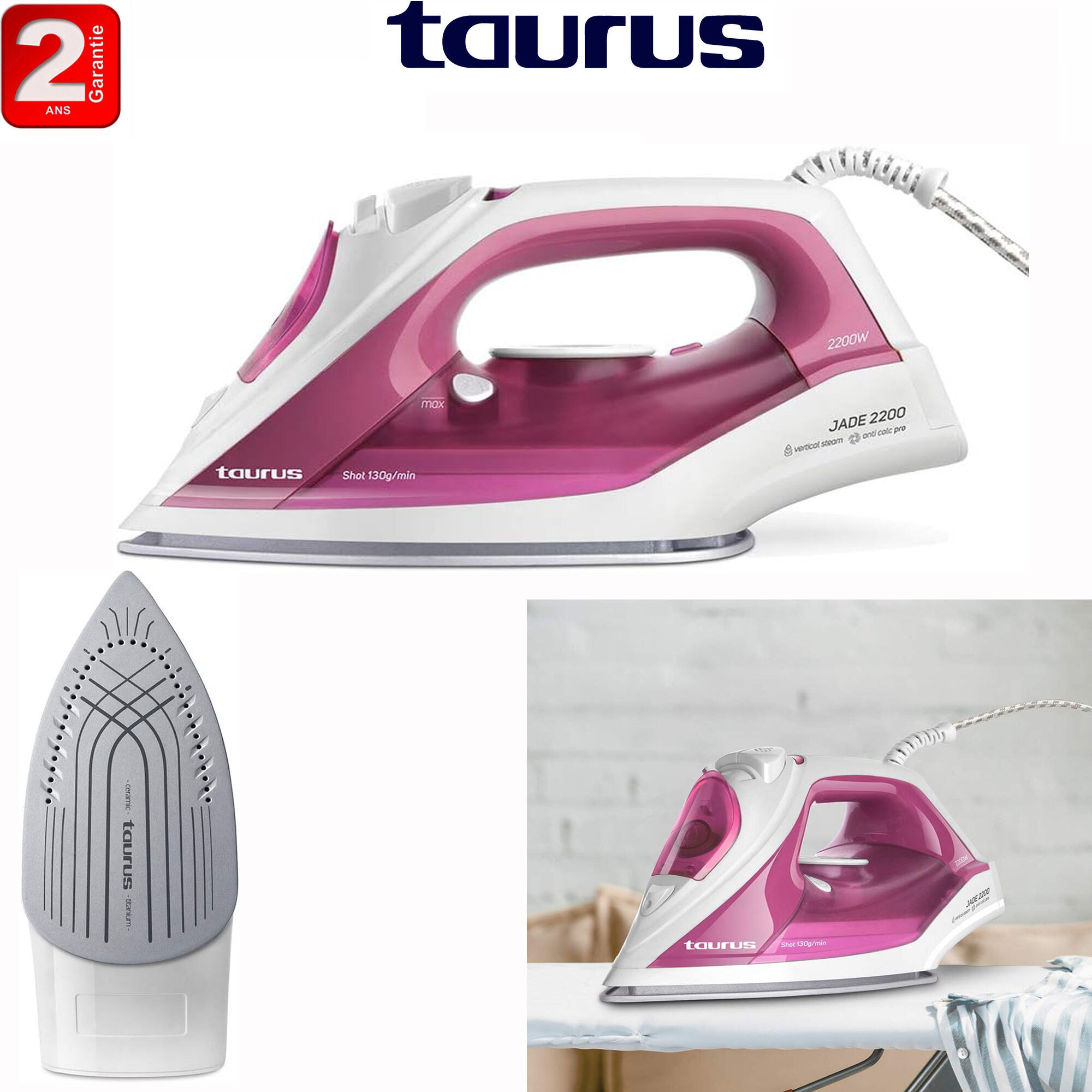 Fer À Repasser 2200w – Puissant, Vapeur Continue Et Fonction Verticale