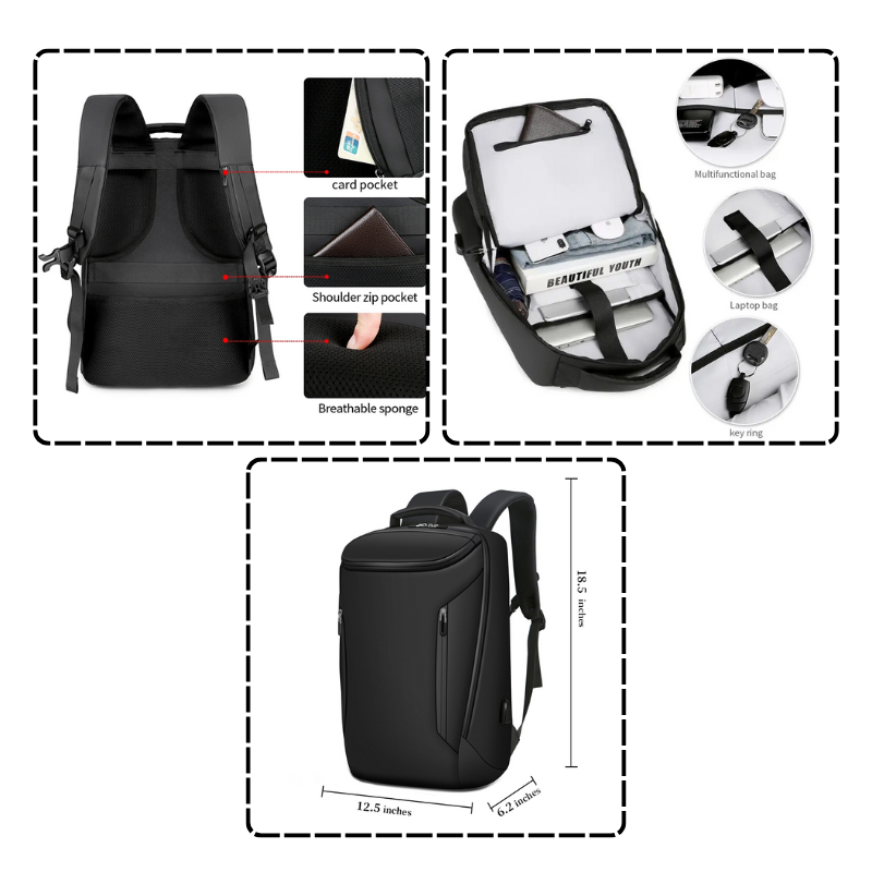 Sac à Dos Luxe Polyvalent pour PC Portable, École, Travail et Loisirs thumbnail 3