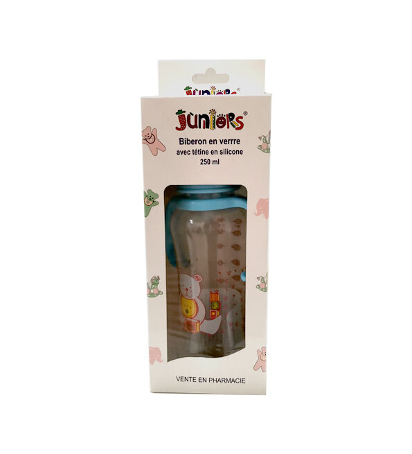 Juniors biberons en verre+poignet GM 250ml (fille/ garçon)