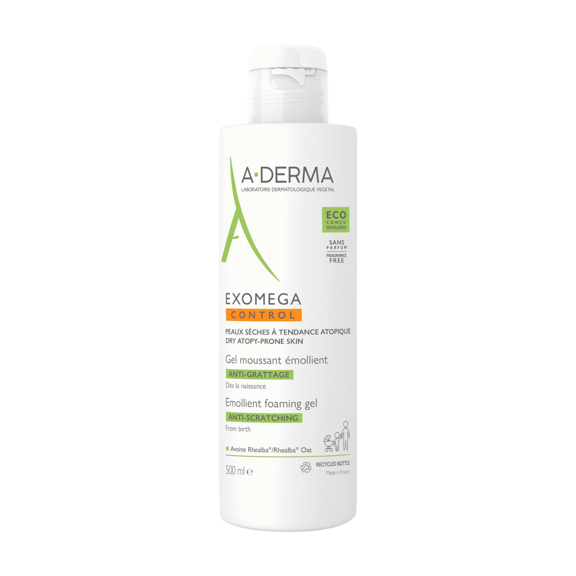 A-DERMA — EXOMEGA CONTROL GEL MOUSSANT ÉMOLLIENT ANTI-GRATTAGE 500 ml