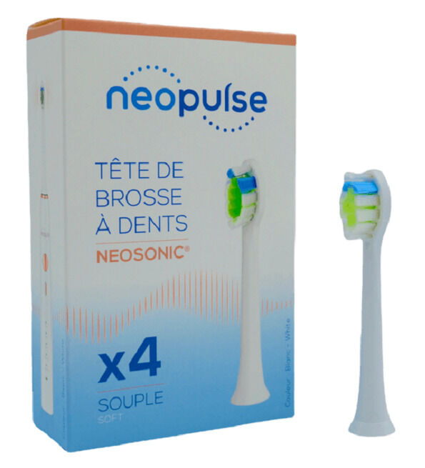 NEOPULSE Recharge 4 Tetes de Brosse à Dent Souple Blanc