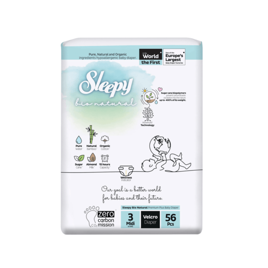 Bio Natural Couches Taille 3 Midi 4-9kg 56 Pieces