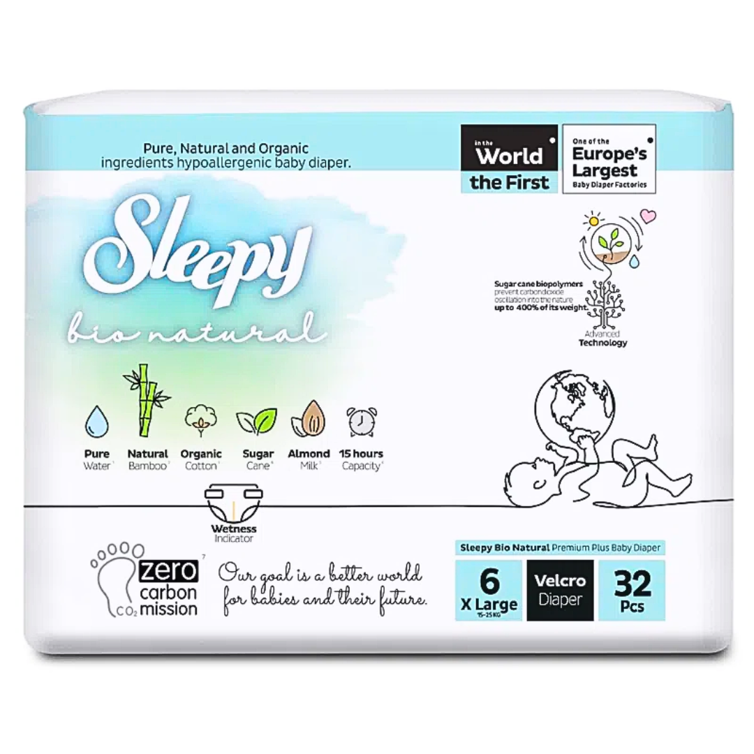 Bio Natural Couches Taille 6 Xlarge 15-25kg/32 Pieces