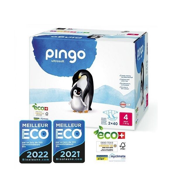 7 PINGO COUCHES ÉCOLOGIQUES JETABLES MAXI JUMBO TAILLE 4 (7-18KG) COUCHES - 2*40pcs