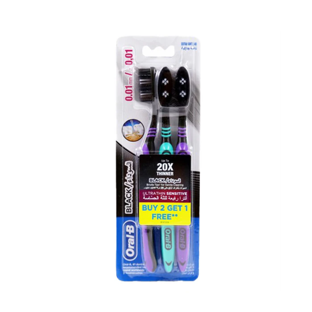 Brosse À Dents Ultrathin Sensitive 2+1 Black Extra Soft