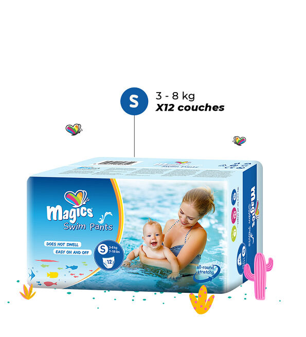 Culottes de bain - Taille S (3-8kg) - Sachet de12 Pièces