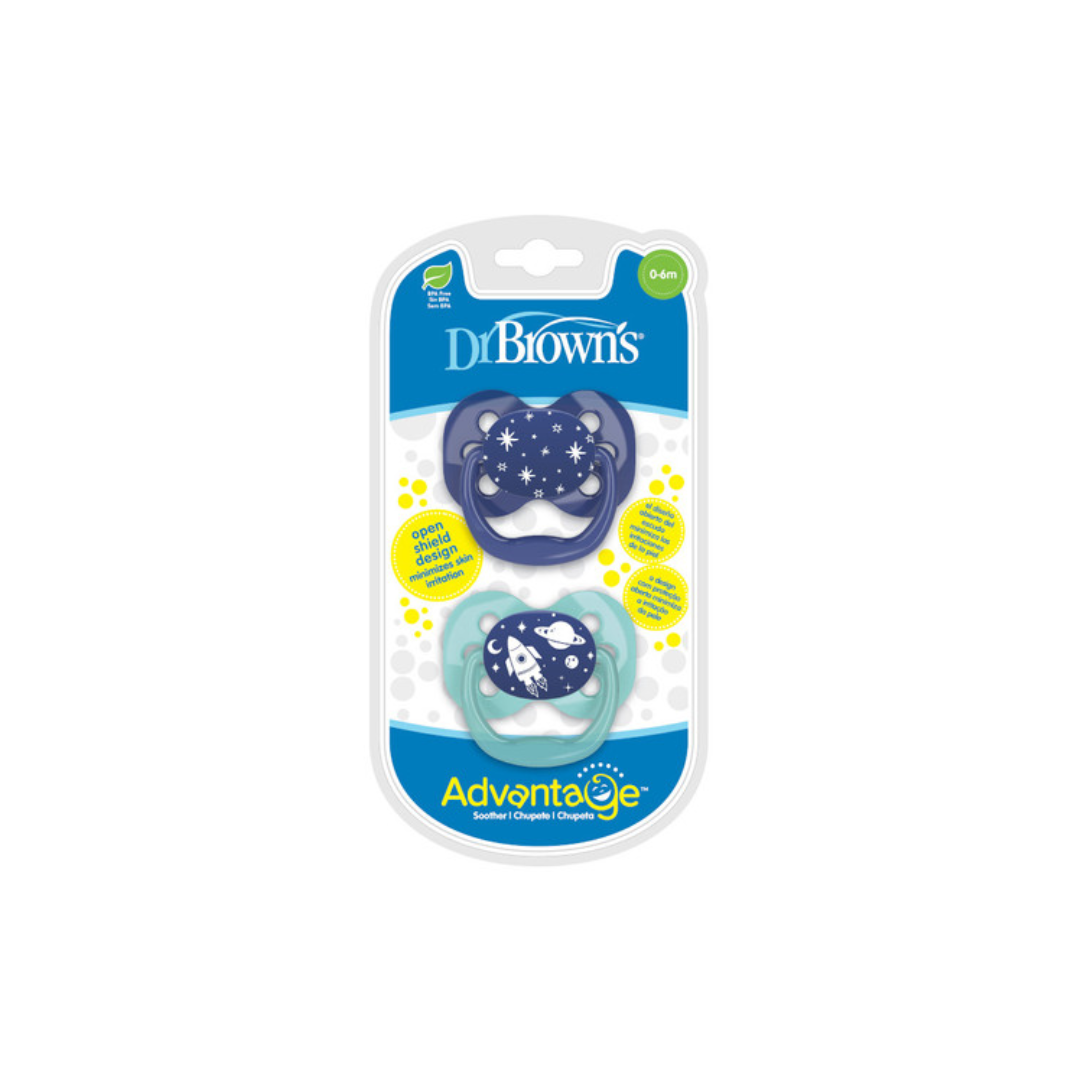 Dr Browns 2 Sucette Advantage Blue & Vert 0-6m