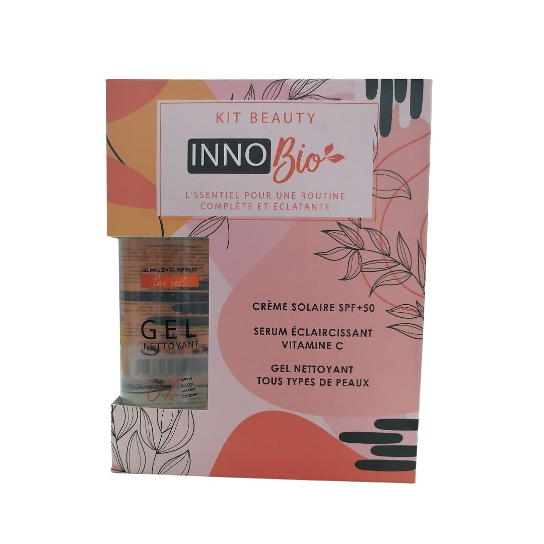 Inno Bio Kit Beauty Creme Solaire Spf50+ + Serum Eclat Vitamine C + Gel Nettoyant