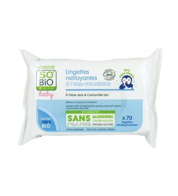 Baby Lingettes Nettoyantes a L'eau Micell - 70 Unités