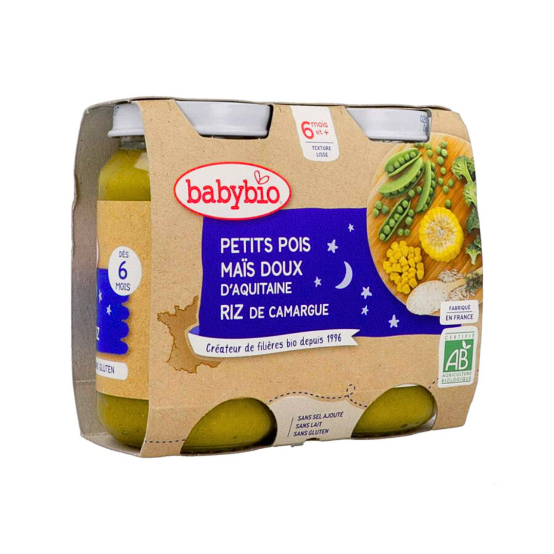 Babybio Pot Bonne Nuit Petits Pois Mais Riz 2* 200g