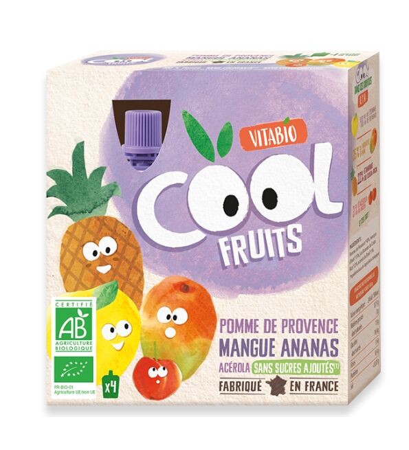Vitabio Cool Fruits Pomme Mangue Ananas 4 X 90g
