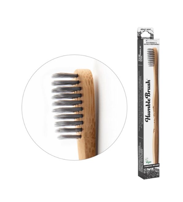 Brosse a Dents au Charbon pour Adulte Noir Douce Bambou