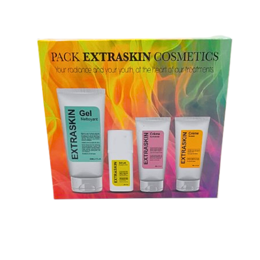 Pack Gel Nettoyant 200ml+Serum 30ml+Creme hydratant 50ml+Creme Solaire 50ml