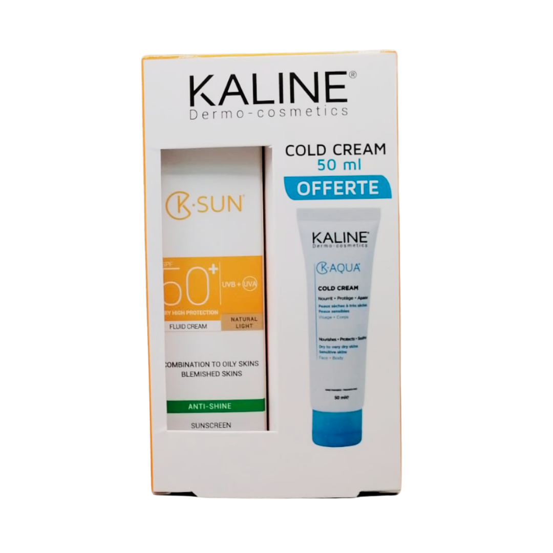 K. Sun Ecran Fluide Teinte Clair Peaux Mixtes A Grasses +k.aqua Cold Crème Pack