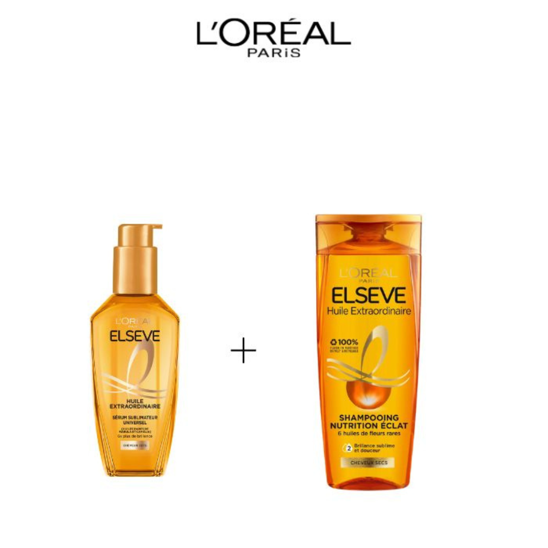 Elseve Huile Extraordinaire Cheveux Normal Secs shampooing 200ml+Serum - 100ml