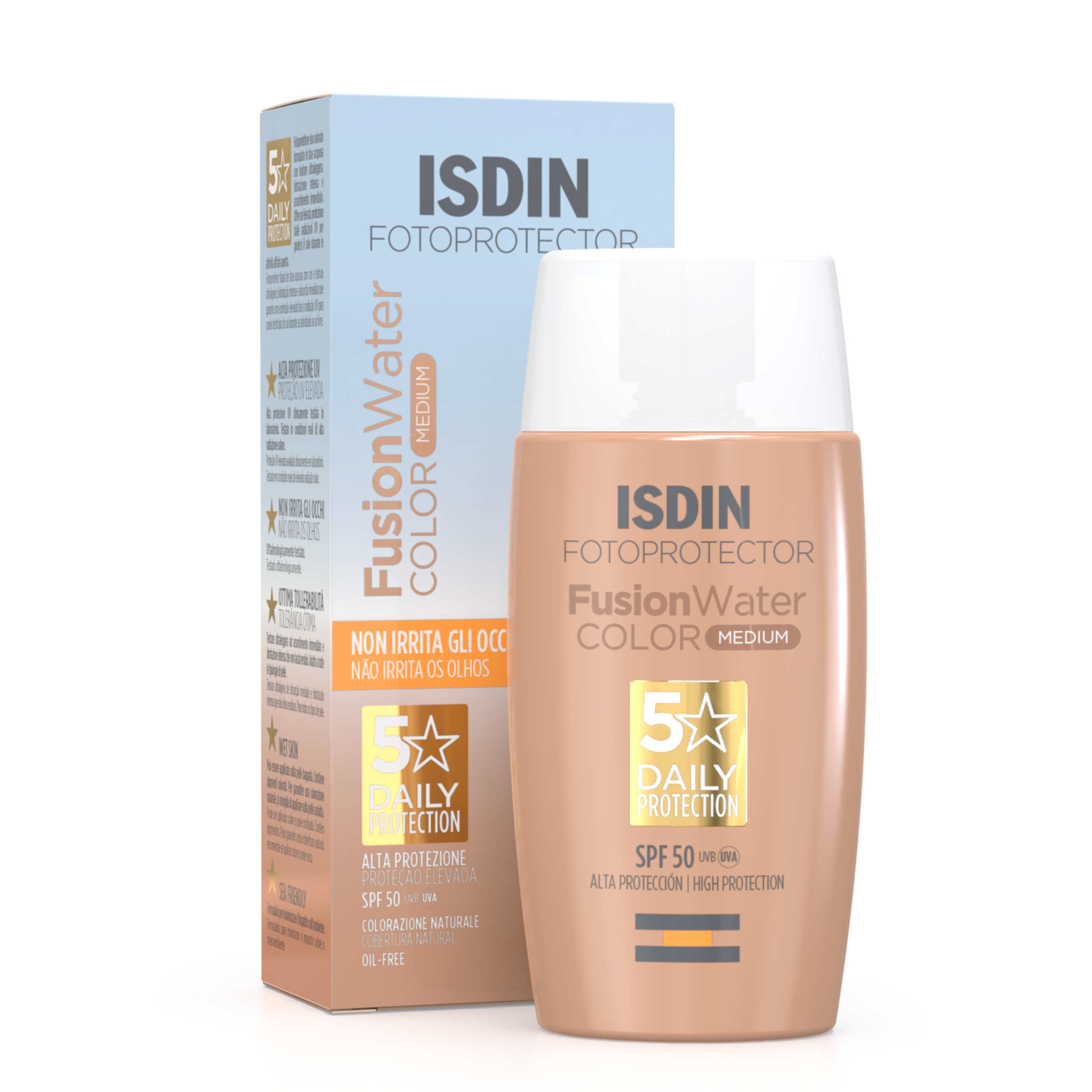 Fusion Water Color Spf 50 – Crème Solaire Teintée Teinte Medium | Fini Mat & Anti-brillance