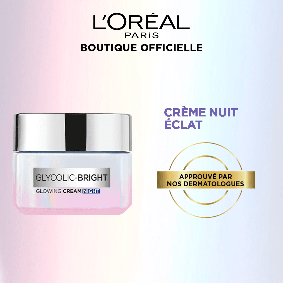 Crème Nuit Glycolic-Bright Soint éclat à base dacide glycolique pour une peau lisse, éclatante et uniforme - 50 ml - LOréal Paris thumbnail 1