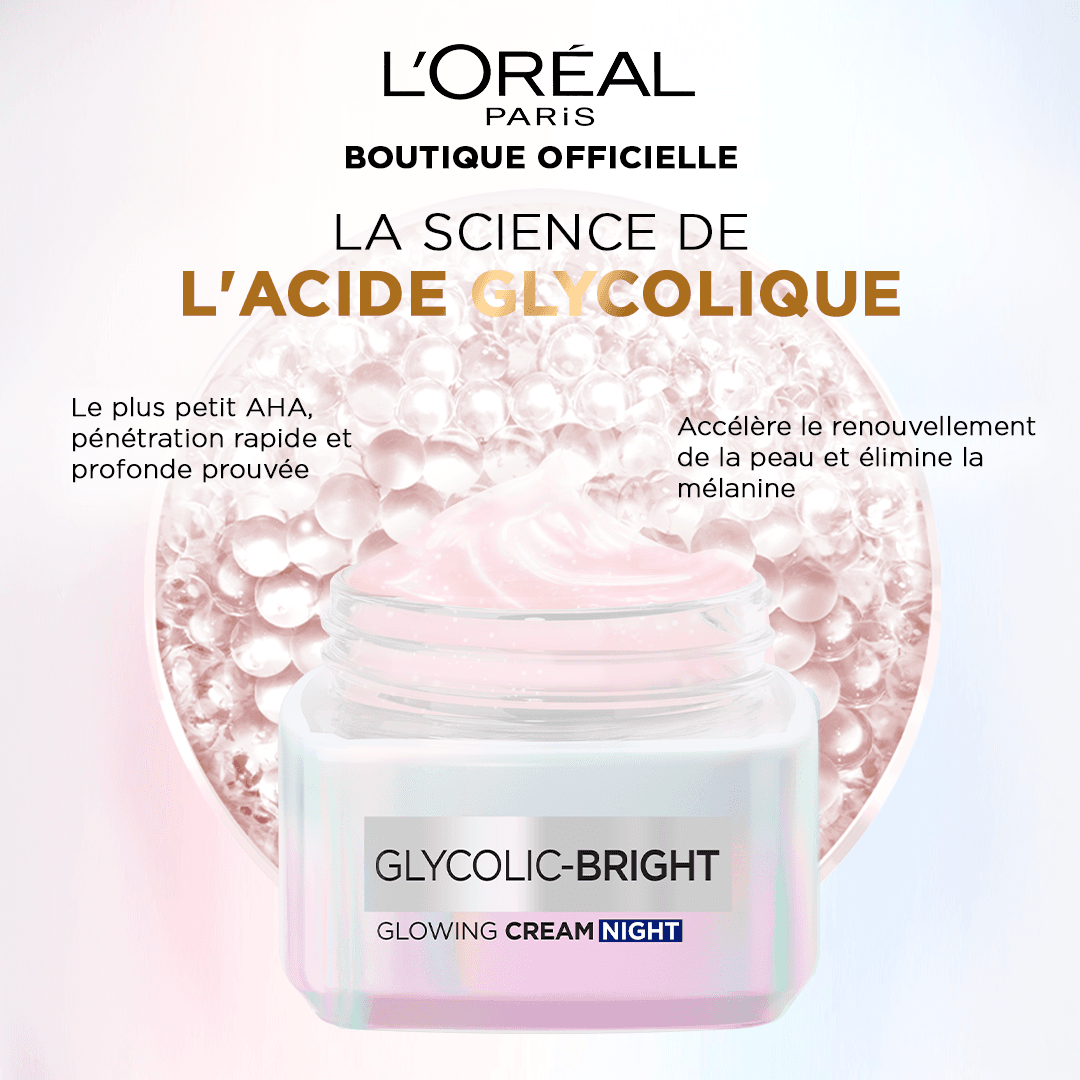 Crème Nuit Glycolic-Bright Soint éclat à base dacide glycolique pour une peau lisse, éclatante et uniforme - 50 ml - LOréal Paris thumbnail 2