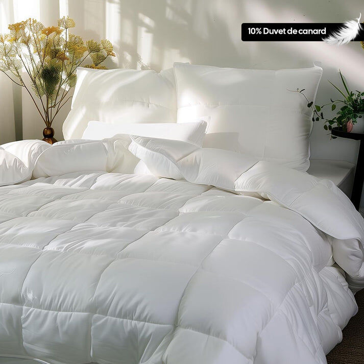 Couette Premium Mi-saison Enveloppe 100% Coton - Duvet de Canard 200g