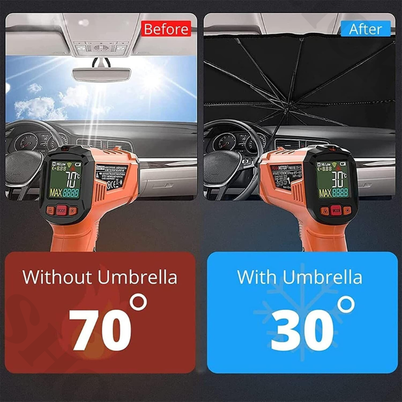 Pare-soleil de Pare-brise de Voiture Parapluie - Pare-soleil de Voiture Pliable Bloc Uv Fenêtre Avant de Voiture thumbnail 3
