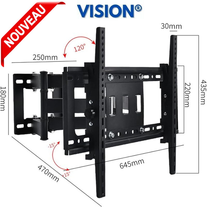 Support Mural Tv pour Téléviseurs Lcd Led à Tv Écran Plat de 32 à 85. 65kg thumbnail 3