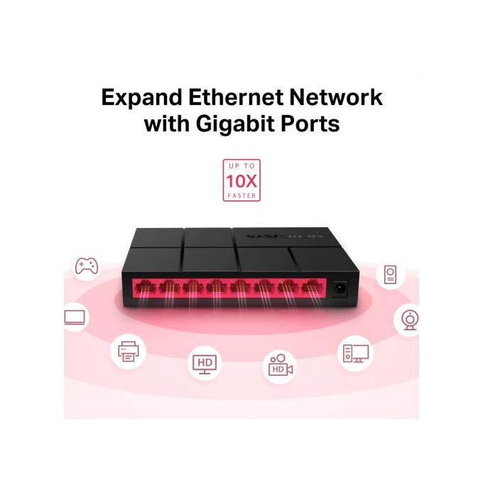 Switch Gigabit Ms108g 8-ports 10/100/1000 Mbps Ethernet Network Hub