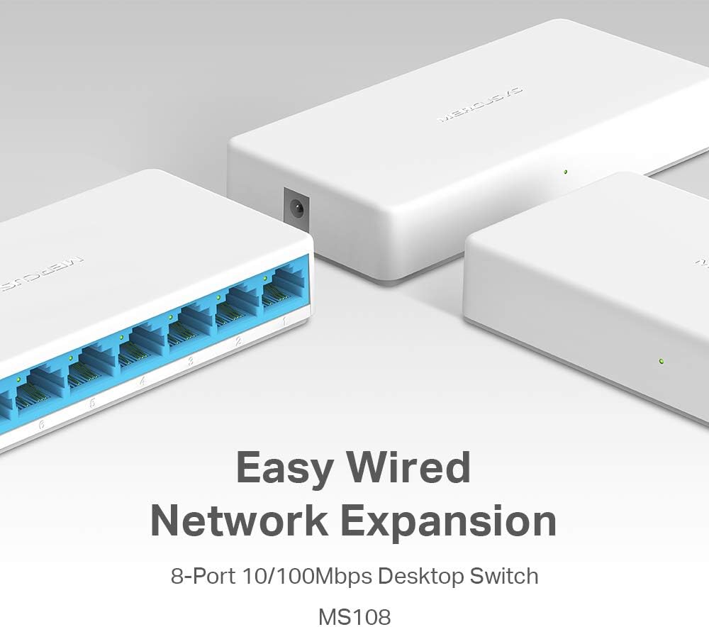 Switch Ms108 8-Ports 10/100 Mbps Ethernet Network Hub thumbnail 3