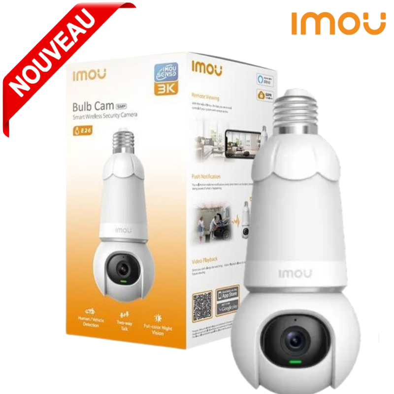 Caméra de Sécurité Ip Extérieure Bulb Cam avec Lumière 2k 2304 X 1296 Pixels Plafond E27