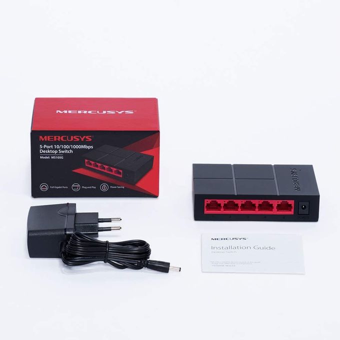 Switch Gigabit Ms105g 5-ports 10/100/1000 Mbps Ethernet Network Hub thumbnail 4