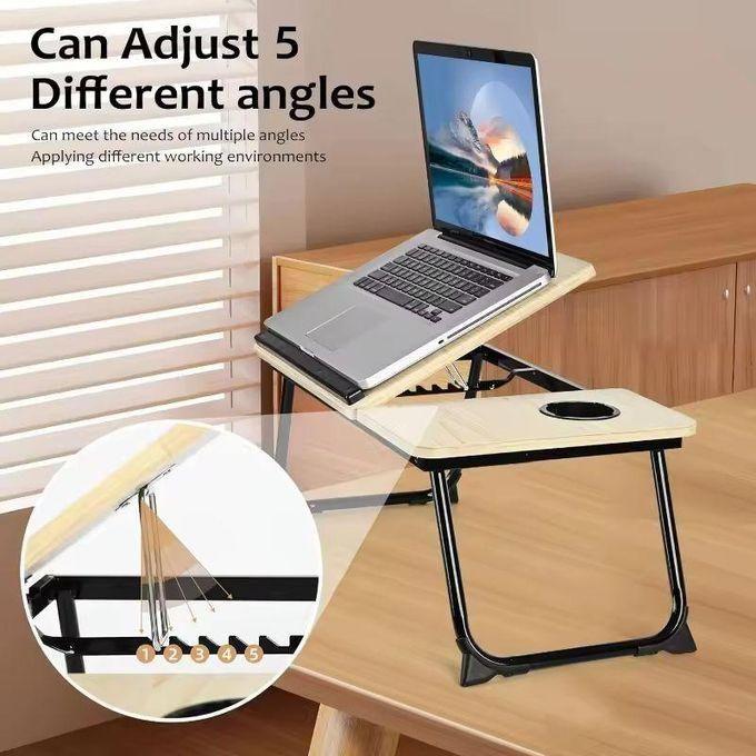 Bureau Portable Pliant en Métal Réglable avec Support pour Tasse et Inclinaison Multi-niveaux thumbnail 4