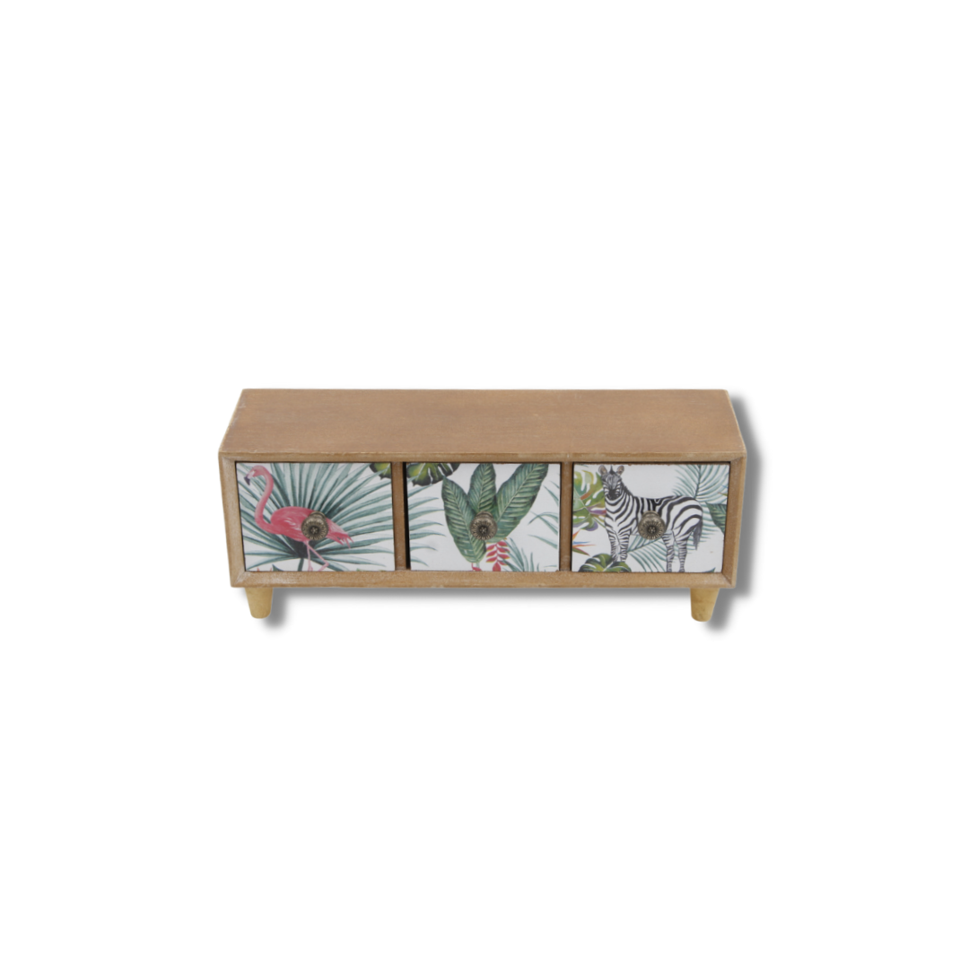 Boite Rangement 3 Tiroirs  Flamant Rose 30X9X11.5 cm