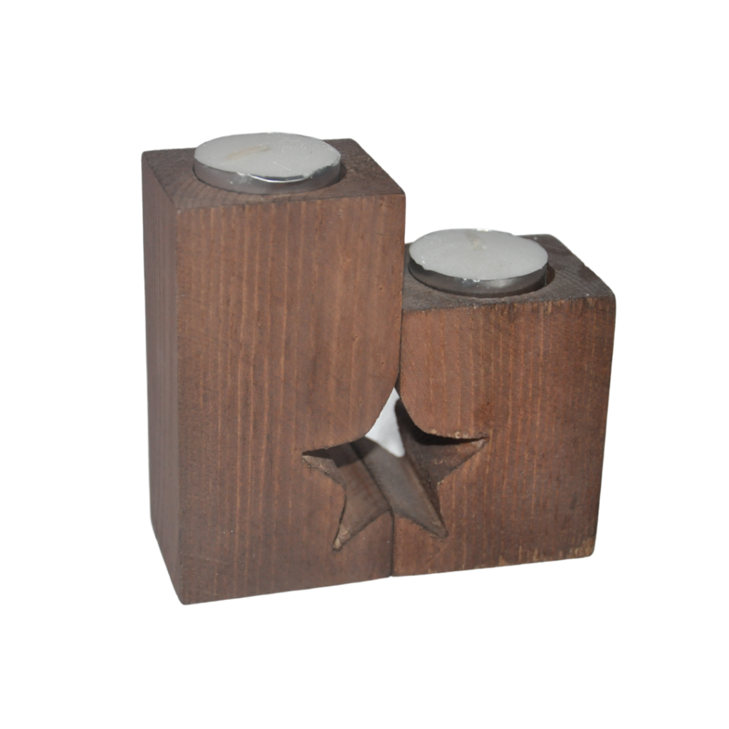 PORTE BOUGIE ETOILE 11X5X6/8X5X6/+2 BOUGIES OFFERTES