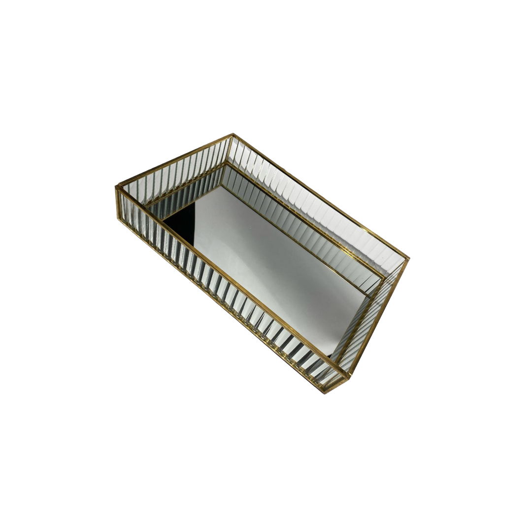 PLATEAU DECORATIF AVEC MIROIR RECTANGULAIRE  L 25x12x4.5cm