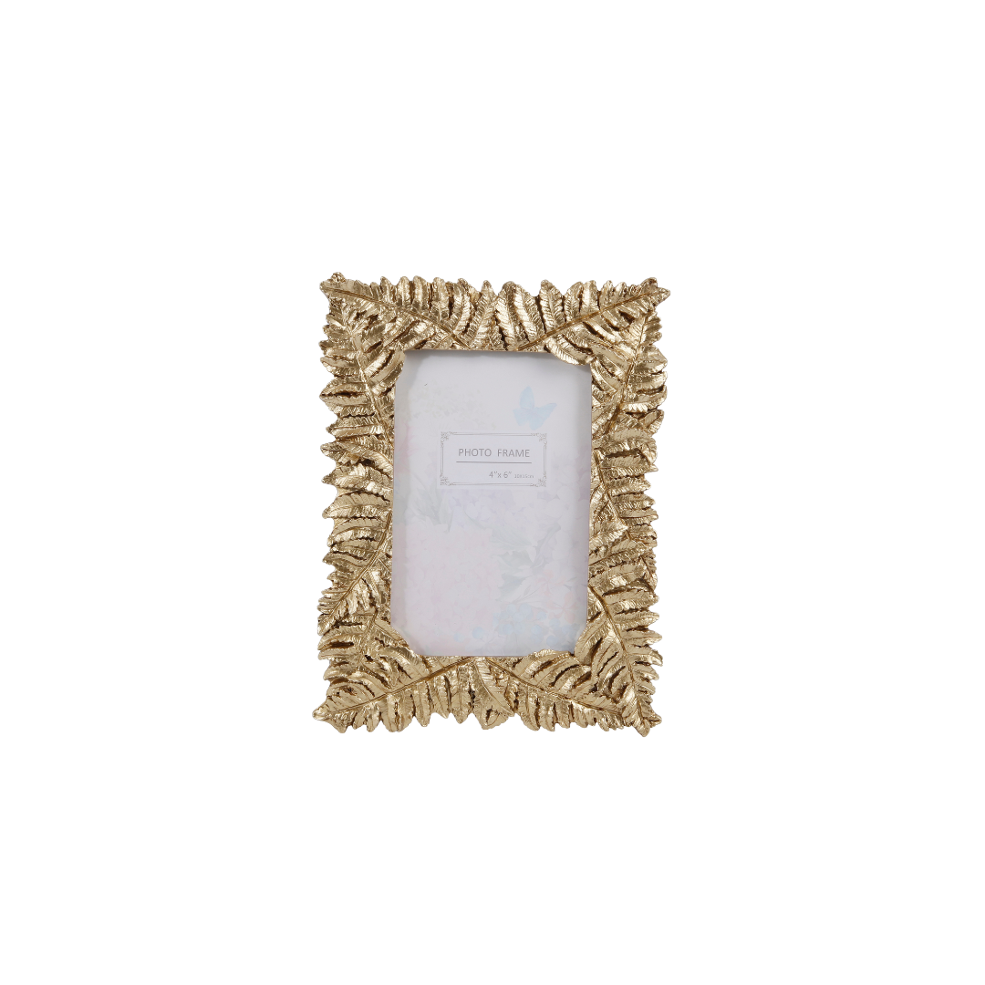 FOUGERE CADRE PHOTO  PLYRESIN DOREE  - 10x15  CM