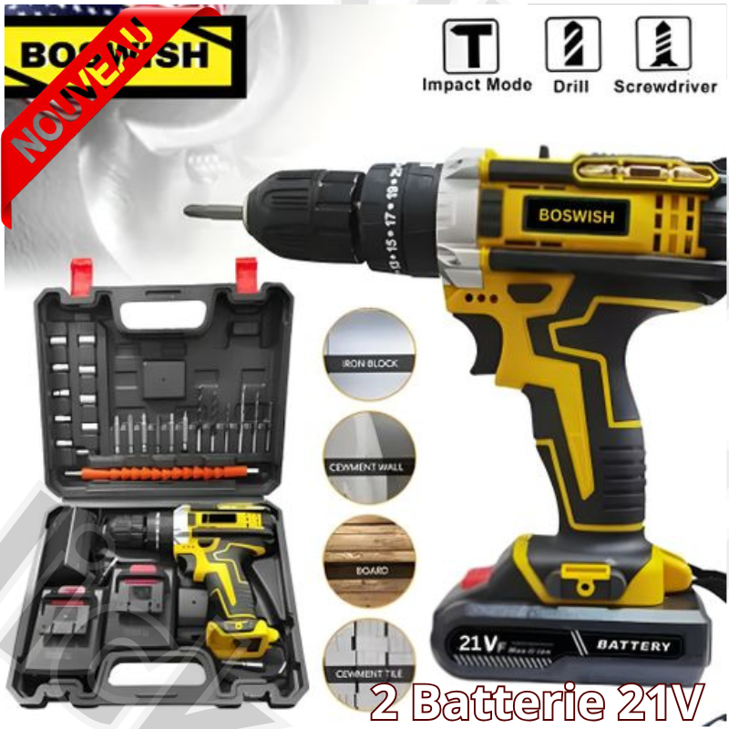 Visseuse Perceuse Électrique sans Fil avec 2 Batterie 21v Max Lithium-ion 5.0 Ah pour Projets de Bricolage thumbnail 2