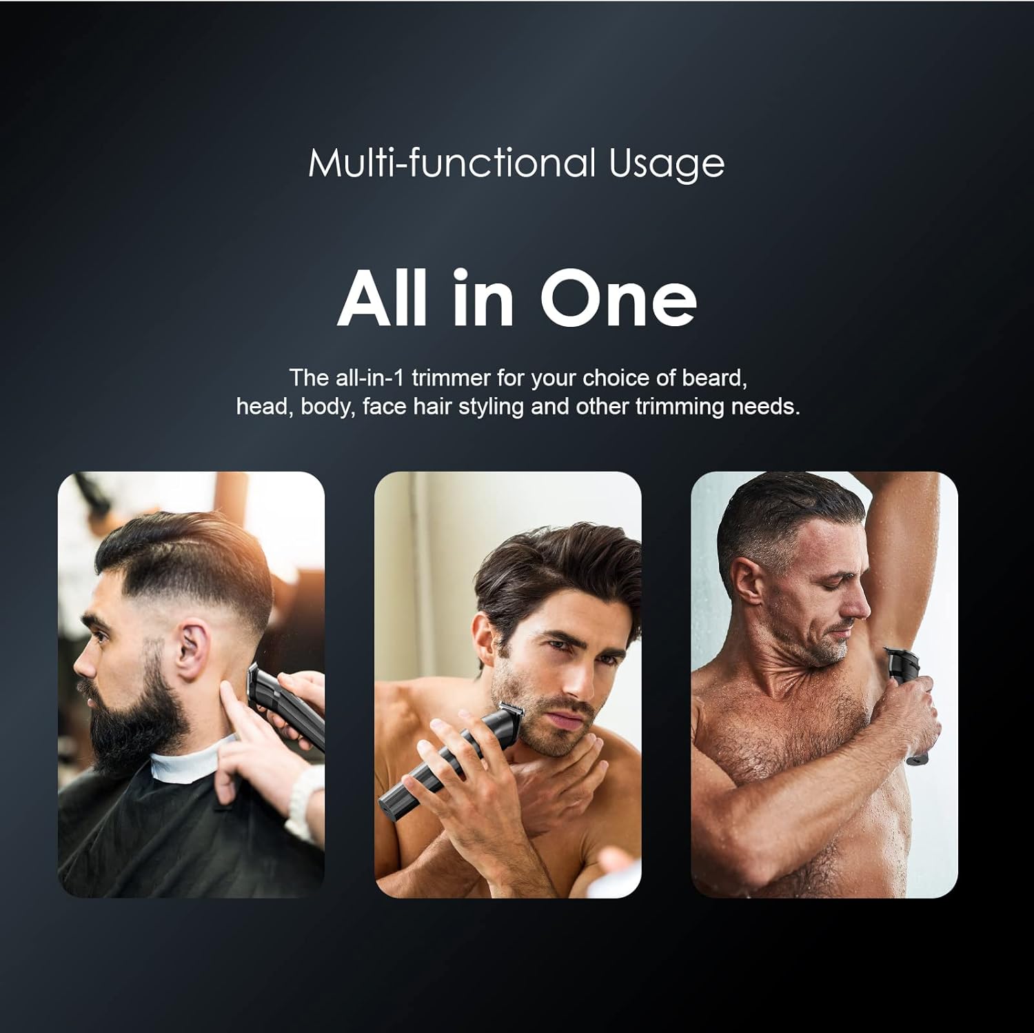 Tondeuse professionnelle haute performance Multifonctionnelle Smart Trimmer T Avec 4 Peignes Guidés OPC-TR10 thumbnail 2