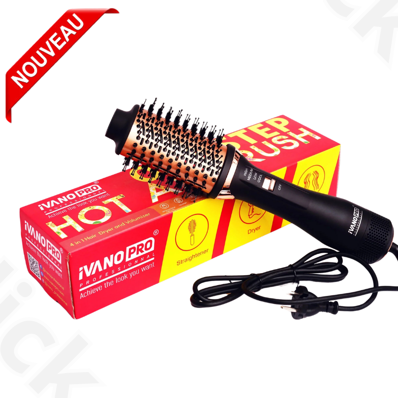 Brosse  3784Chauffante 4-en-1 Séchage, Lissage et Volume en Un Seul Geste