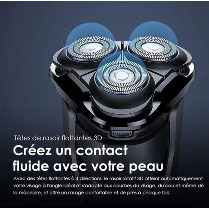 Tondeuse à cheveux professionnelle sans fil Shaver 2 oraimo Premium Rasoir électrique sans fil Rechargeable rotatif à 3 têtes à 360°